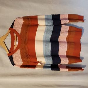 Market & Spruce Rowan Textured Cotton Blend Sweater navy blue burnt orange pink